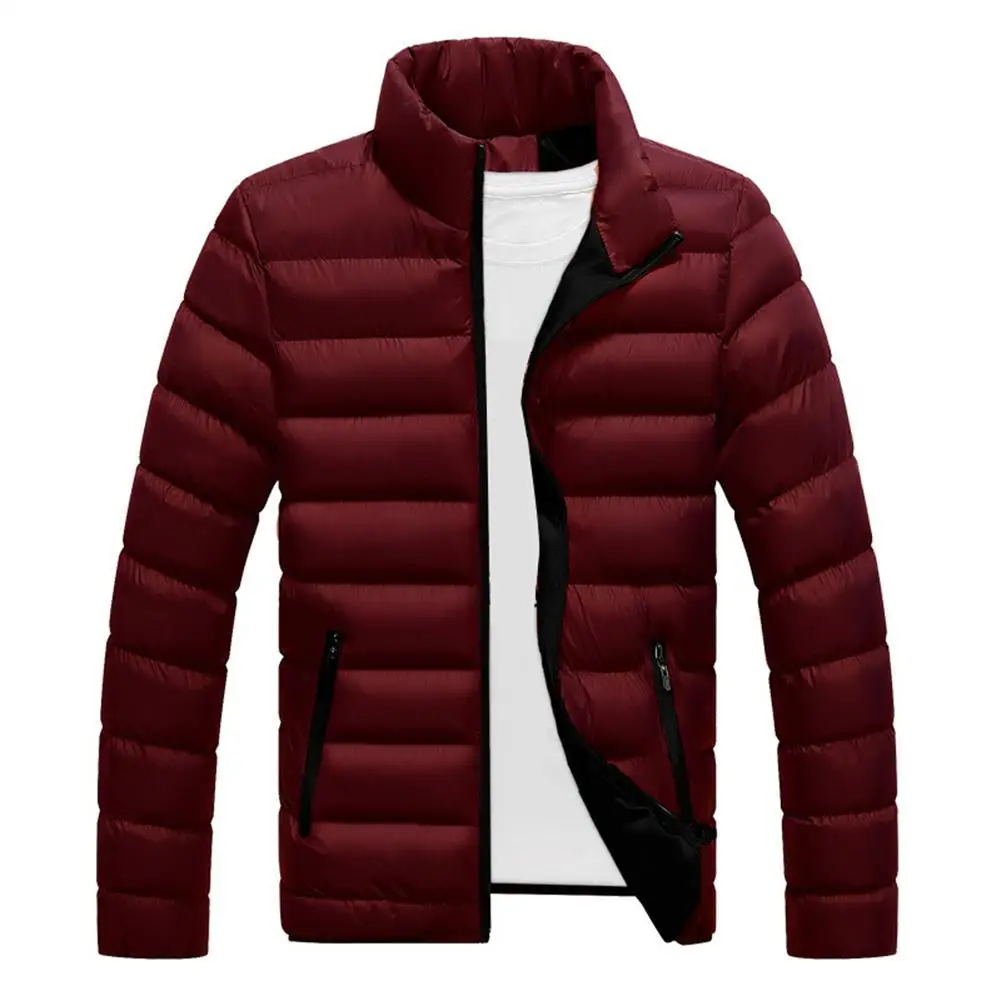 

Men Winter Warm Down Jacket Long Sleeve Stand Collar Down Jacket Cotton Padded Coat Outwear Slim-Fit Cotton Padded Coat Outwear