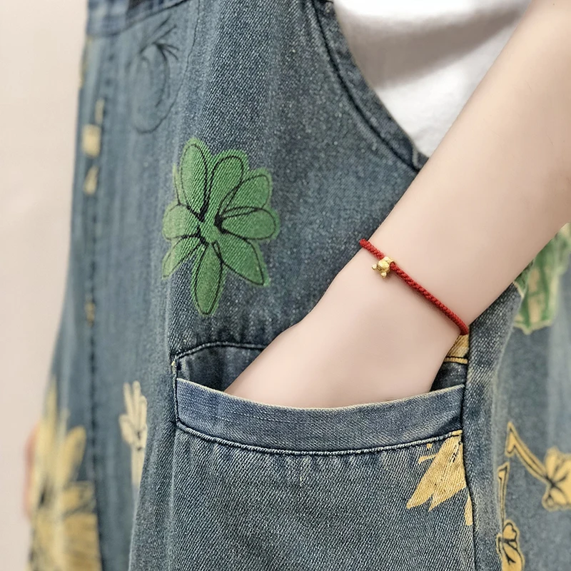 

High Quality M-XXL Women Large Size Loose Printed Denim Overalls Women High Waist Wide Leg Pants Shorts