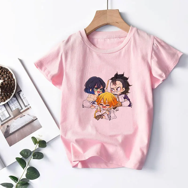 Топы для девочек Demon Blade милая детская одежда модная футболка Slayer Детская летняя с