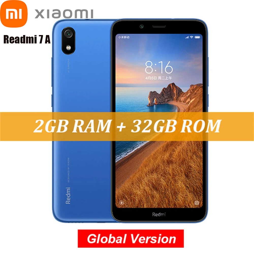 Оригинальная глобальная версия Xiaomi Redmi 7A смартфон распознавать отпечатки
