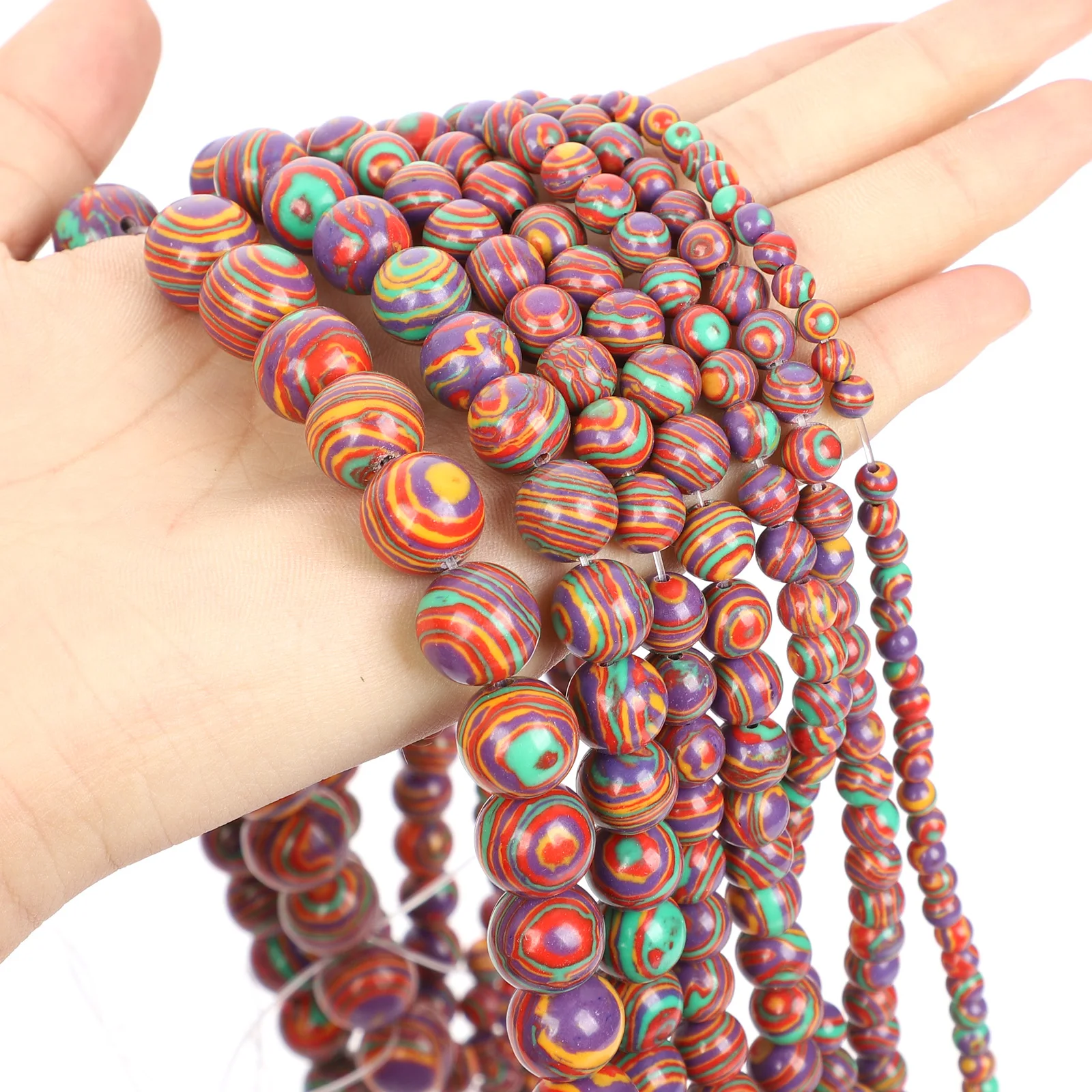 Бусины из Малахита для изготовления ювелирных изделий круглые синтетические