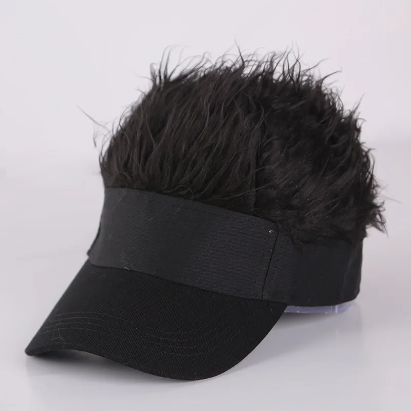 

Men Women Unisex Sunshade Golf Cap Baseball Outdoor Sports Fake Flair Hair Sun Visor Hat with Spiked Hairs Wig