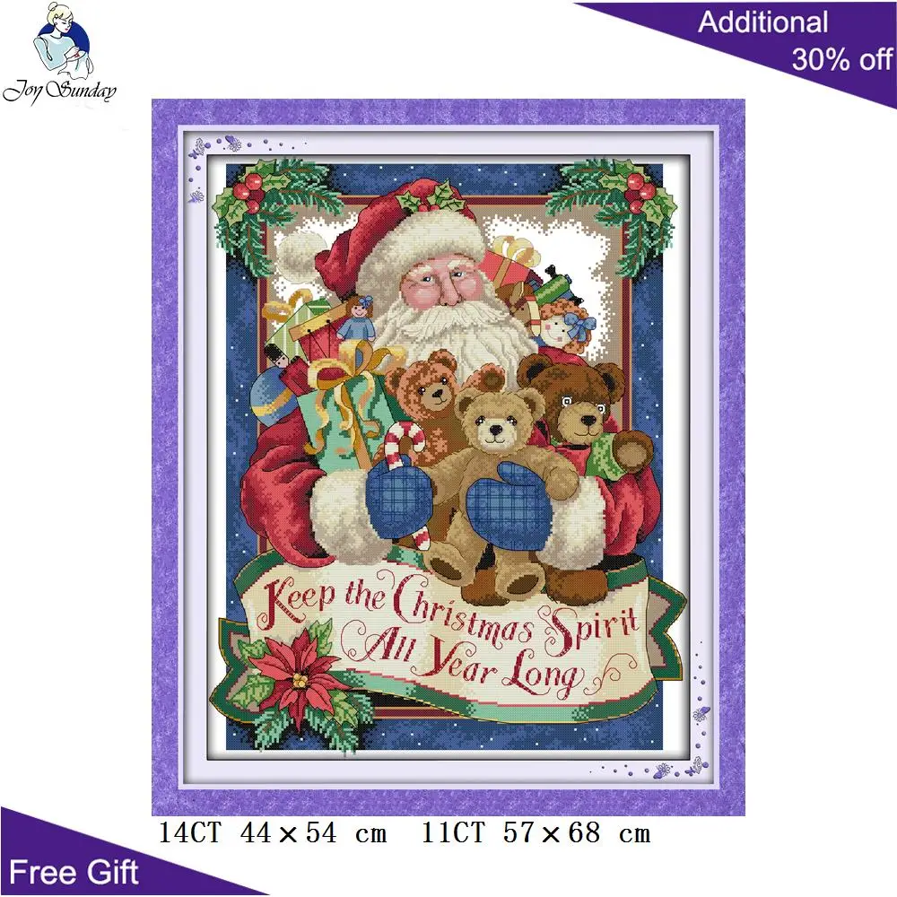 Joy Sunday Дед Мороз Вышивка крестом R308(2) 14CT 11CT счетные и штампованные украшения для