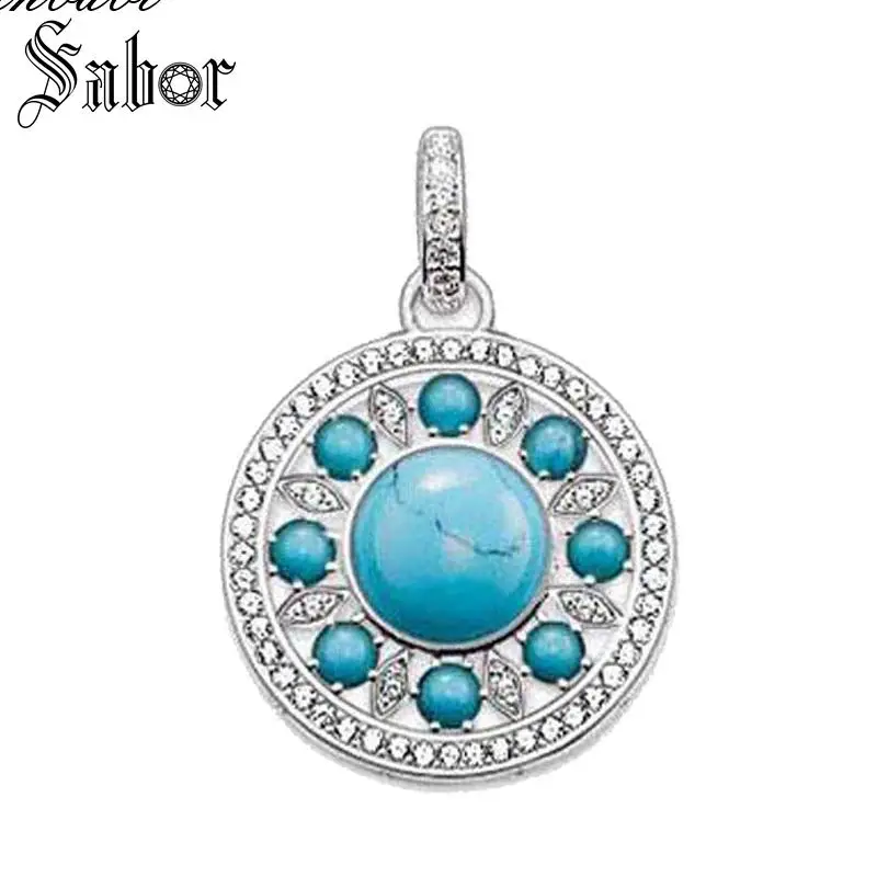 Женская подвеска синего цвета серебряного Подарочная бижутерия ожерелье