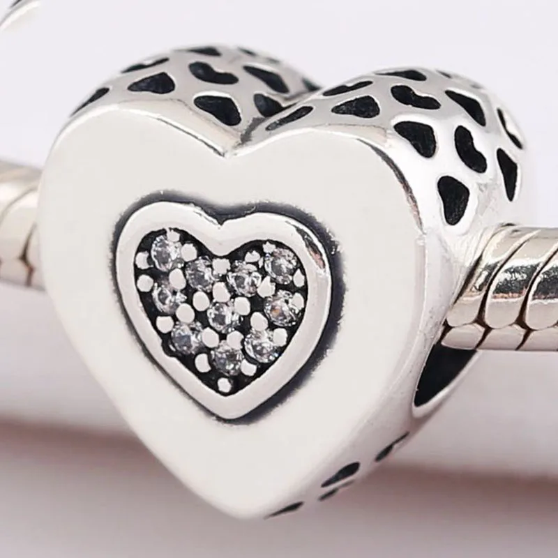 

Original 925 Sterling Silver Bead Silver Heart-shaped Hollow Beads Fit Pandora Women Bracelet & Necklace Diy Jewelry