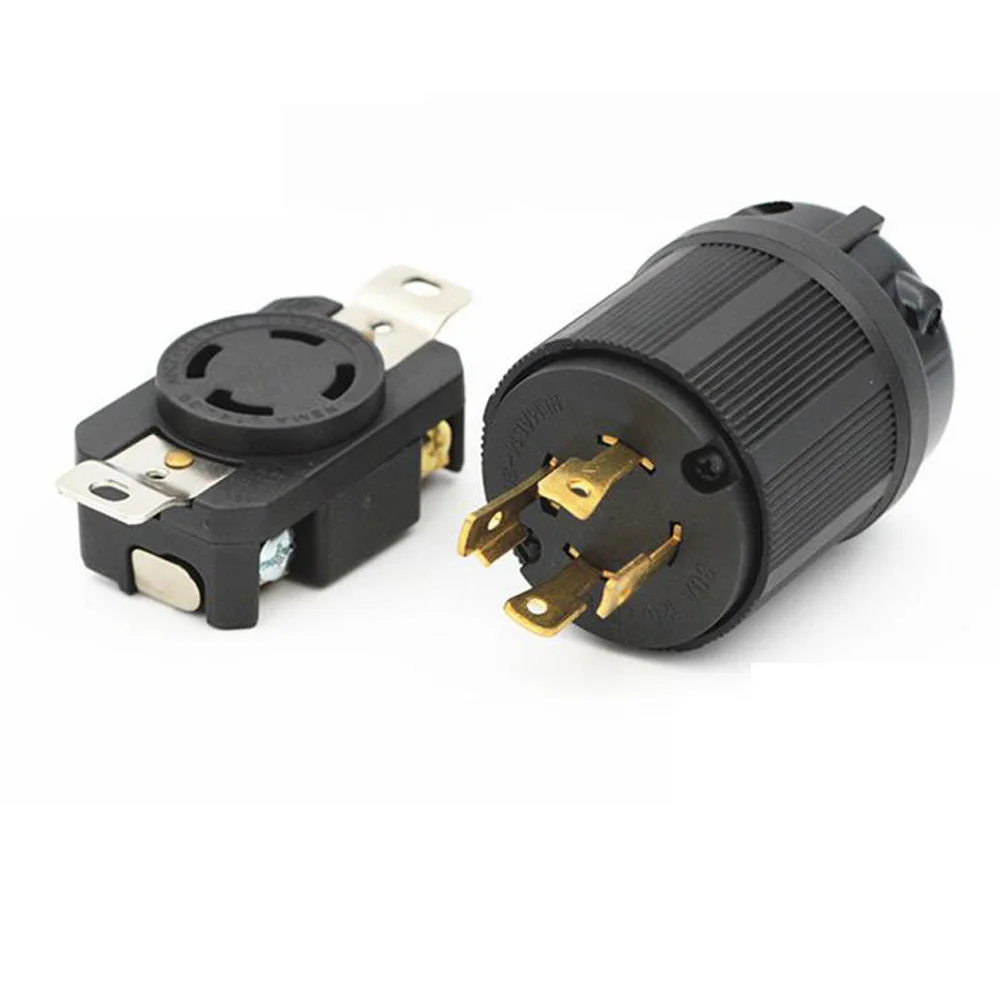 

Black American 30A 1250V/250V NEMA L14-30P L14-30R US 4-hole anti-off industry power plug socket inline wire connector