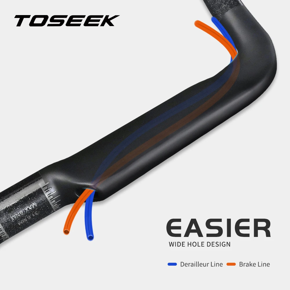 Цена Руль для велосипеда TOSEEK, из углеродного волокна, со встроенной рукояткой