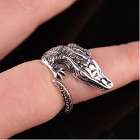 personality crocodile rings for men women adjustable finger ring punk hip hop jewelry unisex rings accessories