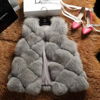 Furry 2019 Winter Women's Faux Fur Coat Artificial Vest Vests Femme Jackets Plus Size Fake Gilet Z144 | Женская одежда