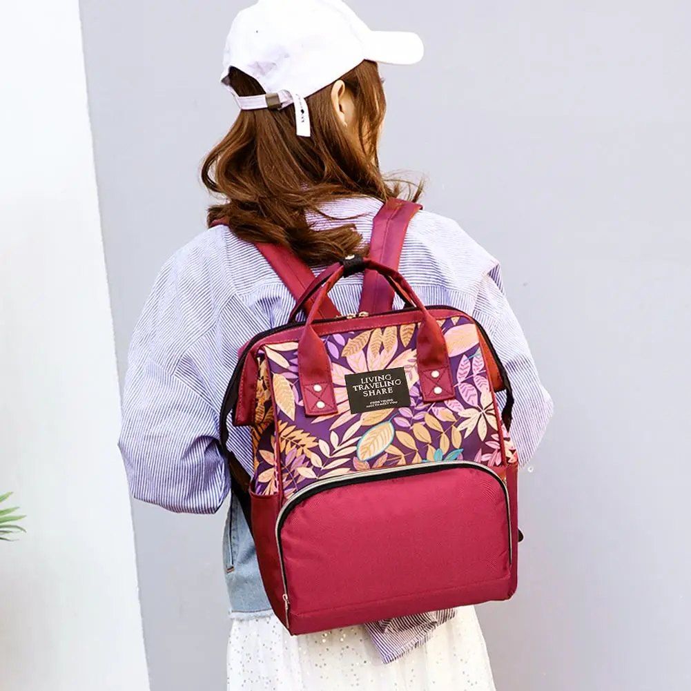 Вместительная сумка для мам дорожный рюкзак подгузников с цветочным принтом