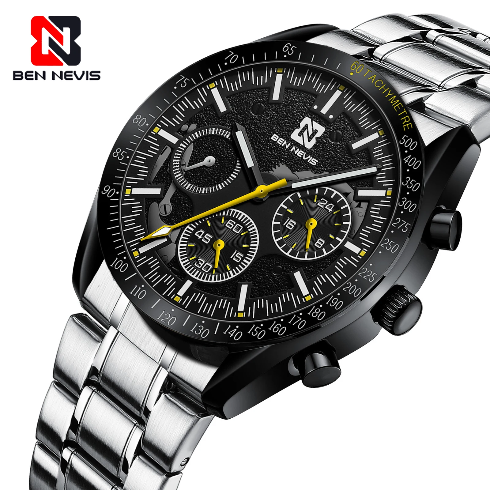 Ben Nevis мужские часы лучший бренд класса люкс из нержавеющей стали черные