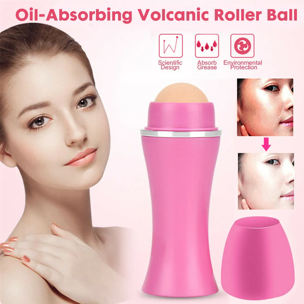 

Уход за кожей лица, впитывает масло валик из вулканического камня чистки пор уход за кожей лица в виде Т-образного масло для удаления скалка ...