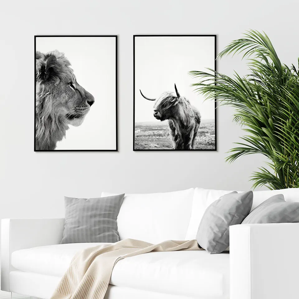 Плакат со львом Яком холст живопись животные фотография настенные