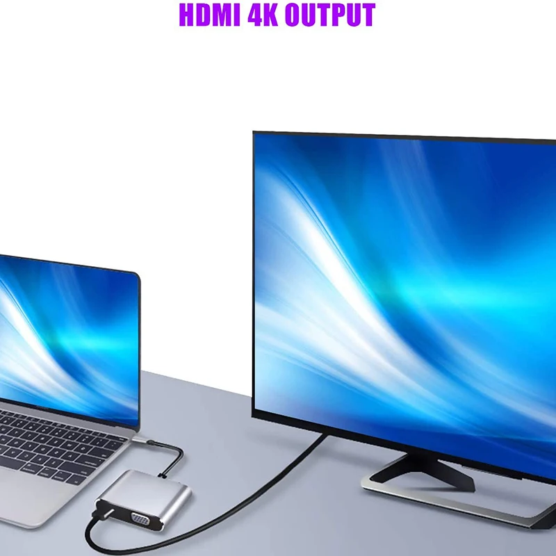 Usb-концентратор C с разъемом типа 4 в 1 usb-хаб двойной Sn дисплей 4K HDMI/HDTV адаптер VGA и