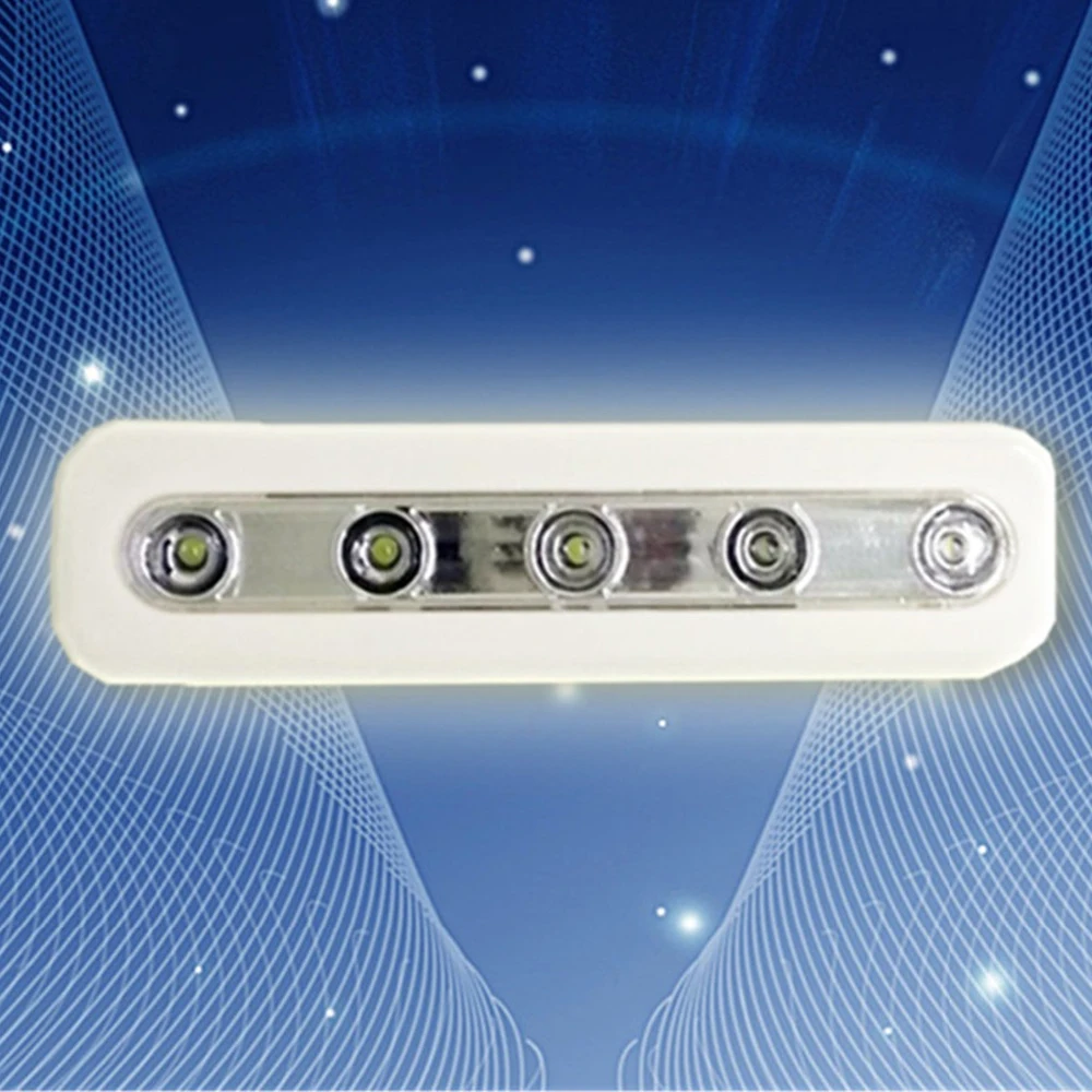 5 светодиодных беспроводных сенсорных светильников с наклейкой на батарейках