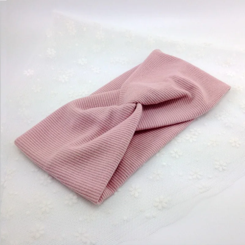 pink Бархатная Зимняя Детская повязка на голову; сезон осень-зима; однотонные вязаные мягкие эластичные повязки на голову для маленьких девочек; аксессуары для волос - Цвет: pink