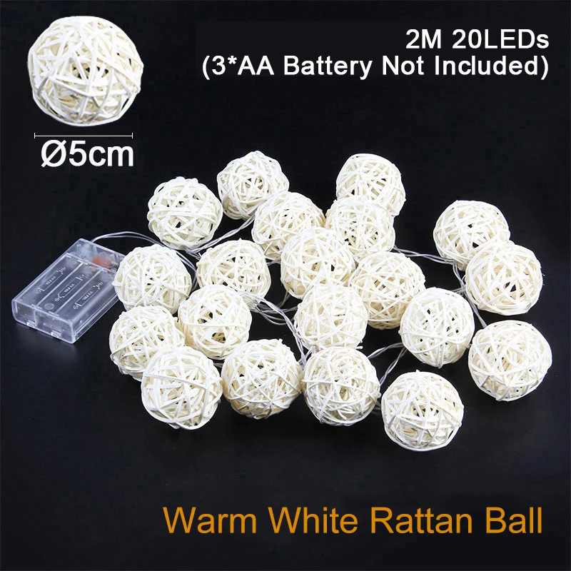 2M AA 5cm White Ball Goodland 2 м светодиодный светильник-гирлянда Сказочный светильник s светодиодный гирлянда на батарейках декоративный светодиодный светильник s для декора Рождественское украшение для улицы - Испускаемый цвет: 2M AA 5cm White Ball