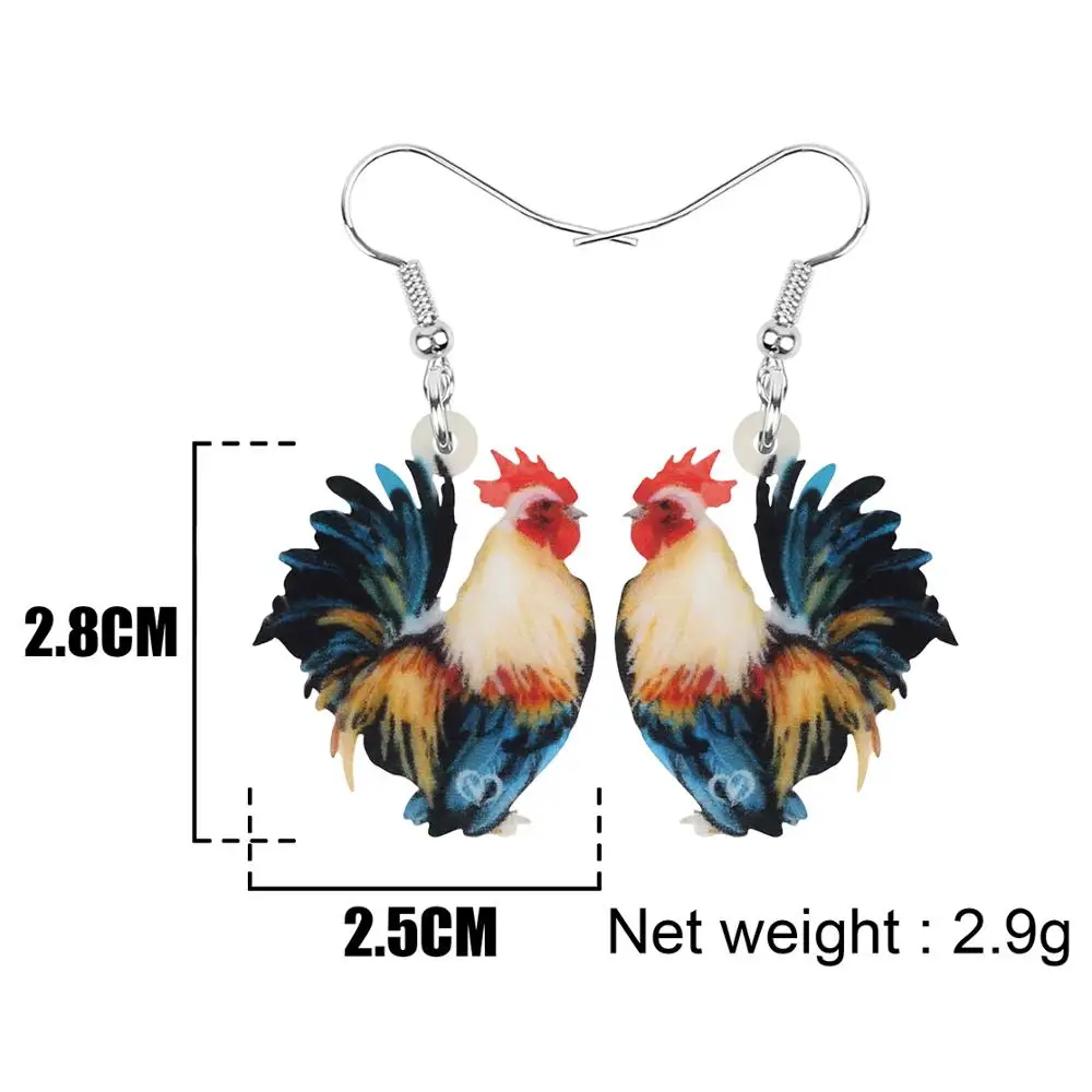 ARWA Acrylic Rooster Cock Chicken Earrings Fowl Farm Animal Drop Dangle Jewelry For Women Girls Teen Kids Charm Gift Accessory | Украшения