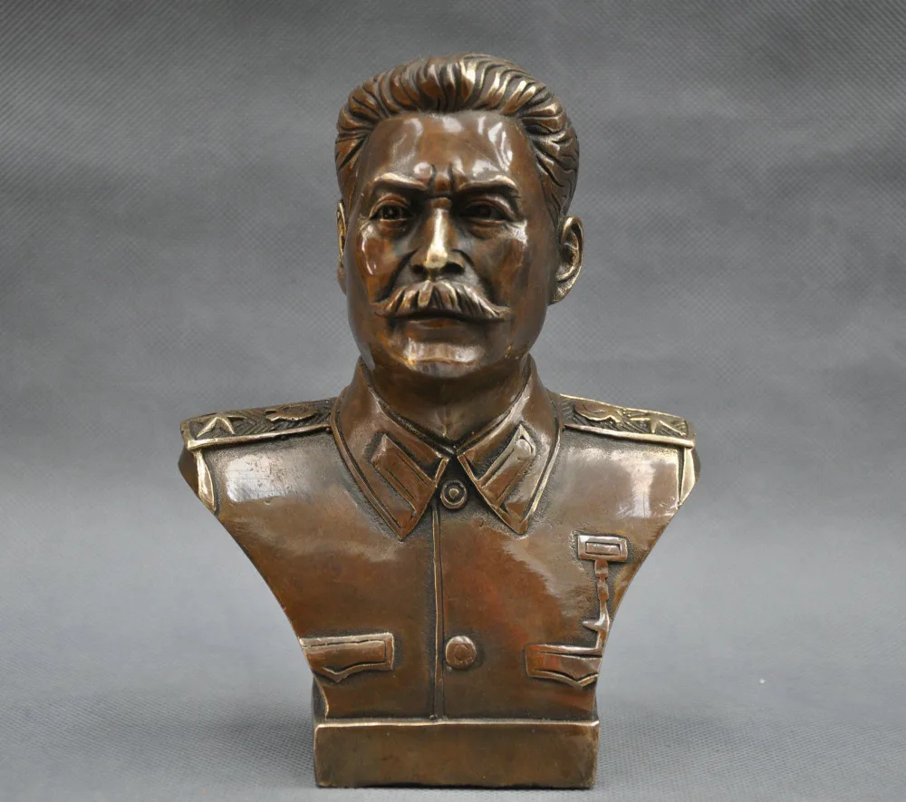 

MOEHOMES 6'' Russian Leader Joseph Stalin Bust Bronze copper Statue vintage family decoration metal handicraft