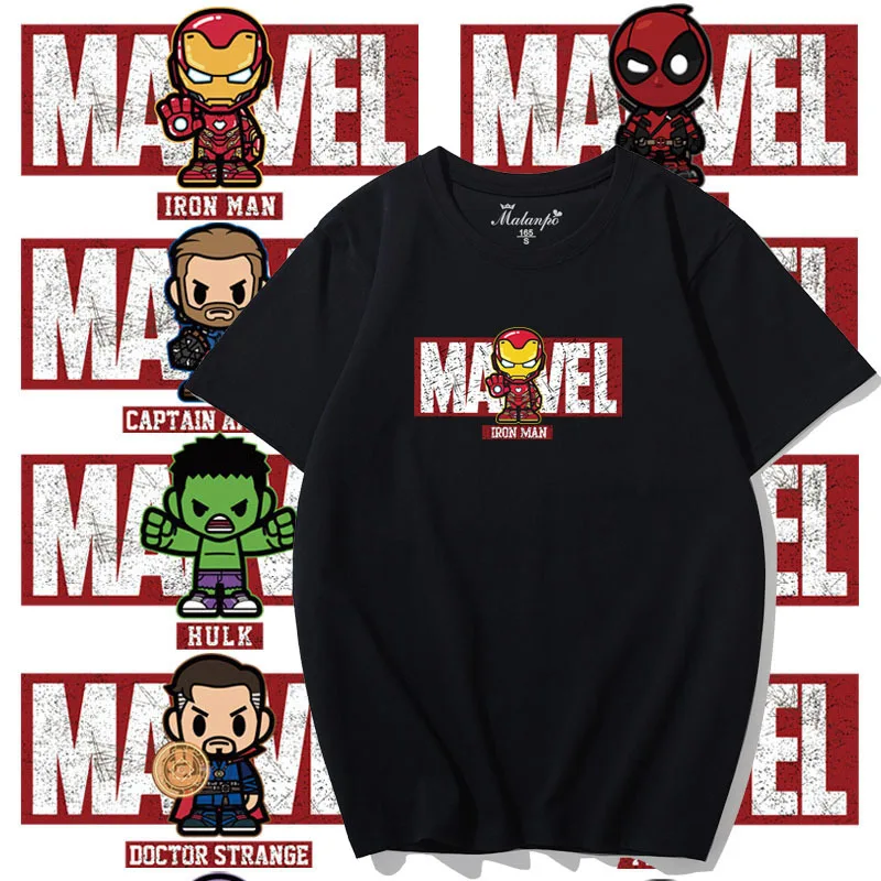 

Disney Marvel 10th Anniversary Avengers Series IV Iron Man Spider-Man Captain America Short Sleeved T-Shirt in Print