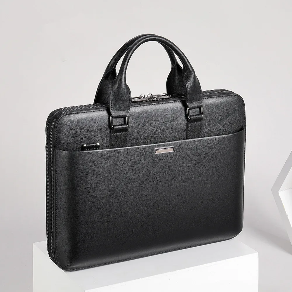 2022 New Men Briefcase Real-Leather 14 inch Laptop Bag First Layer Cowhide Men Business Handbag Portable Shoulder Messenger Bags