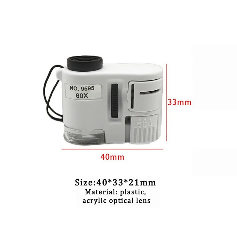 60X ручное увеличительное стекло мини Карманный микроскоп Лупа детектор валют