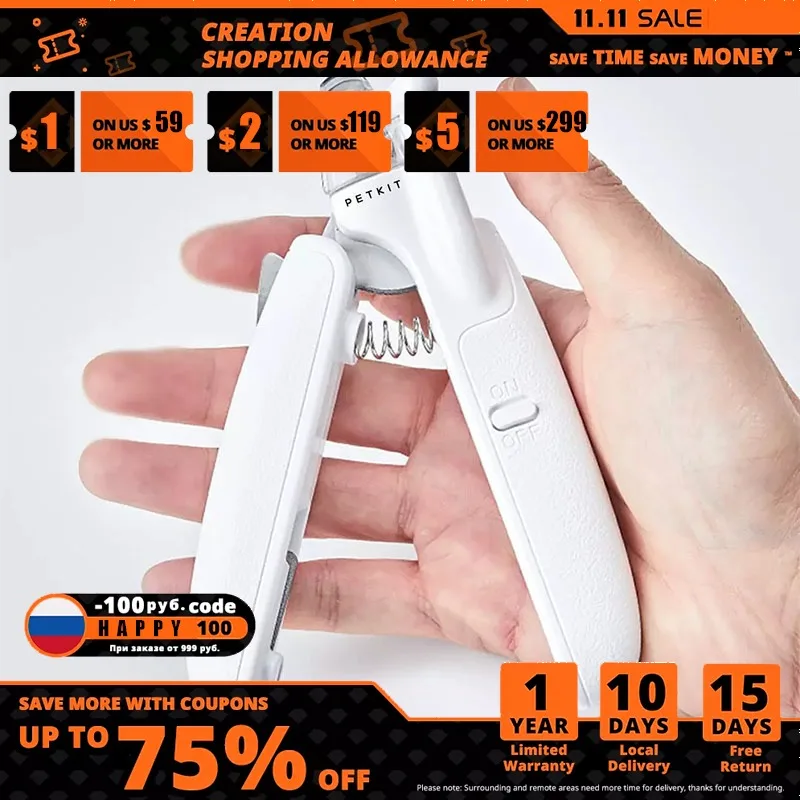 

2021 Новое поступление Xiaomi домашние питомцы светодиодная машинка для стрижки когтей ножницы для когтей для собак кошек электрический тримме...