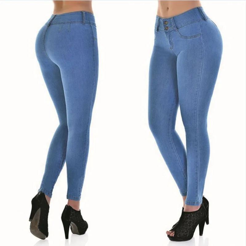 

Women Jeans Casual Trousers Women's 2021 Fashion Trendy Solid Color Thin Slim Blue Sexy Jeans for Women Donsignet