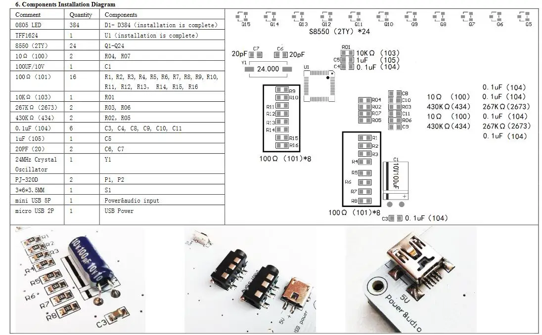 DIY Электронный комплект светодиодный музыкальный спектра sodering 384 шт. smd сварочным