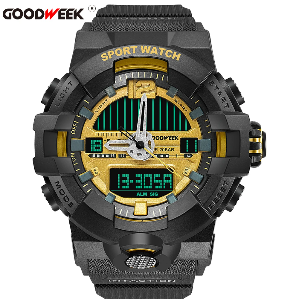 Часы наручные GOODWEEK Мужские Цифровые спортивные водонепроницаемые кварцевые с