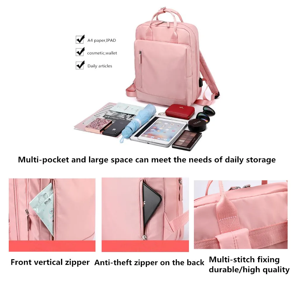Женский рюкзак с usb зарядкой школьный водонепроницаемый дорожный для девочек