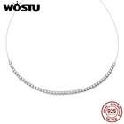 WOSTU 2020 ожерелье из стерлингового серебра 925 пробы сверкающие ключицы ожерелья цепи для женщин монеты Простые Ювелирные изделия воротник FIN437