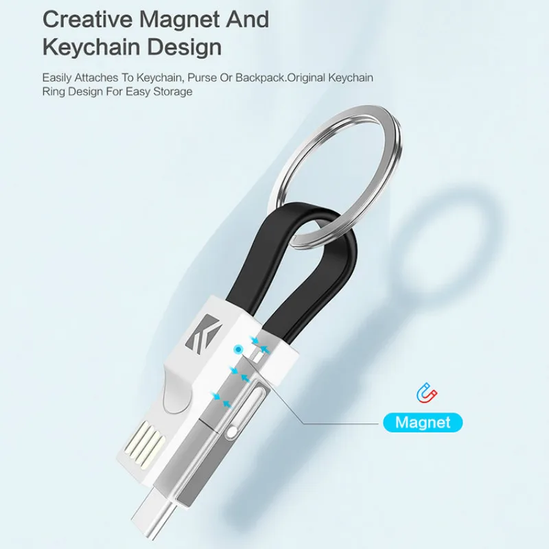 3 в 1 Мини брелок usb кабель Micro usb type C зарядка для айфона кабель usb type c кабель iphone для коннектор Lightning для iphone зарядное устройство для Android синхронизации данных зарядный плоский кабель Шнур