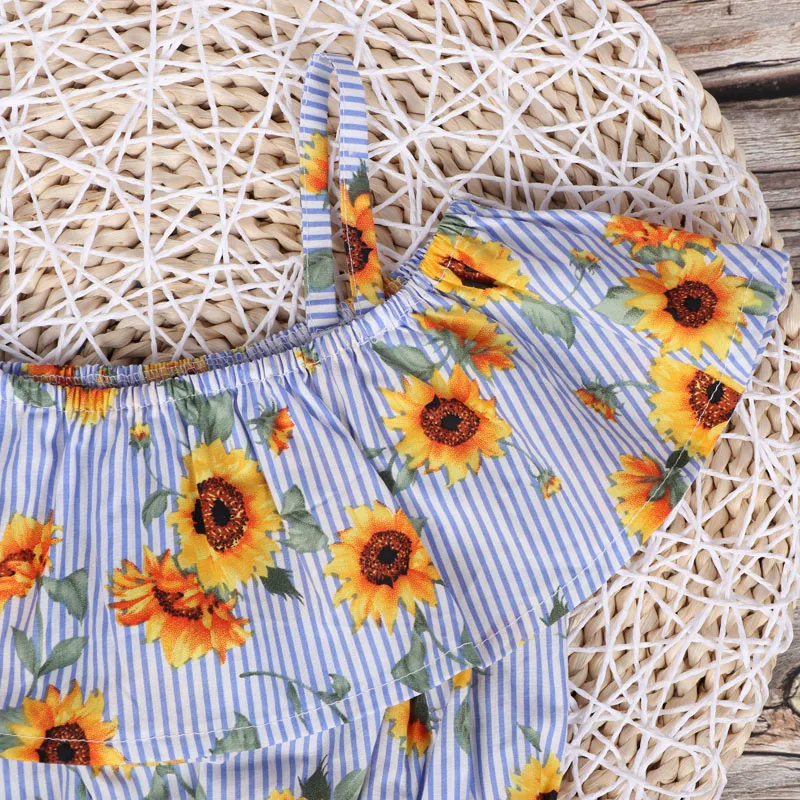 Дети детские летние комплекты для девочек футболки шорты с цветочным принтом 2