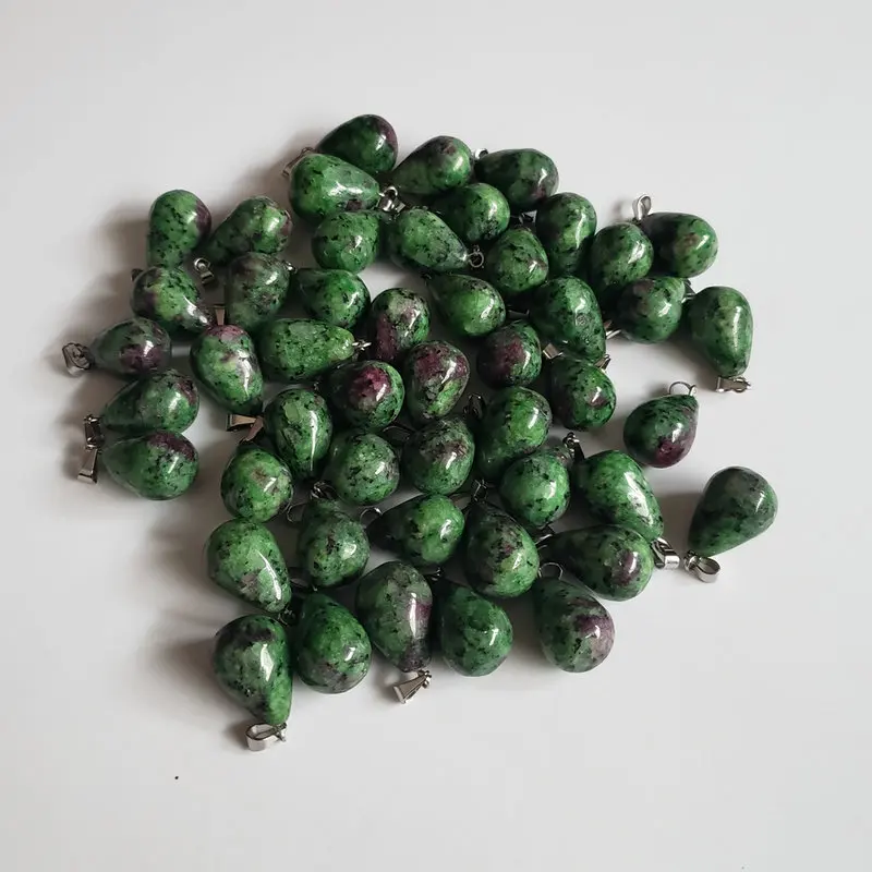 epidote 50 шт./лот горячая Распродажа смесь природных камней подвески в форме капли воды для изготовления ювелирных изделий DIY - Окраска металла: epidote