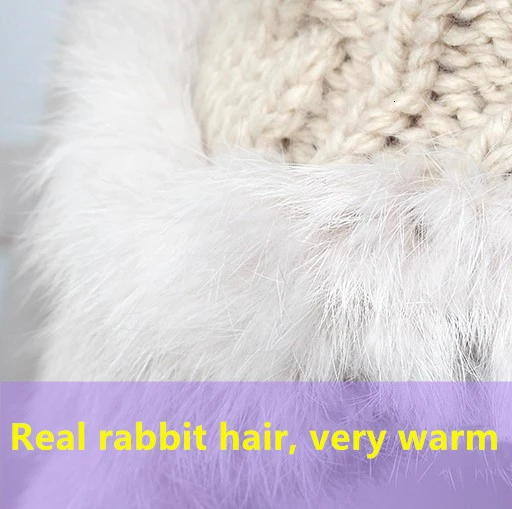 Простые шапки-ушанки женская вязаная шапка из натурального кроличьего меха с