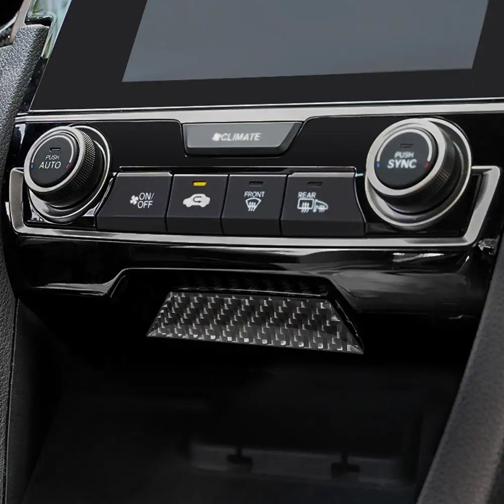 

Senzeal Carbon Fiber Console Storage Box 3D Sticker Cover Trim for Honda 10th Gen Civic 2016 2017 2018 2019 2020