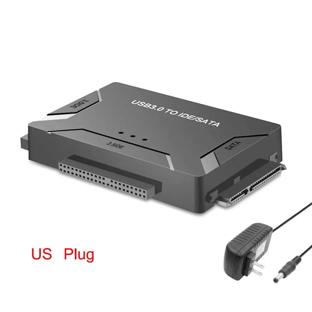 US PLUG Универсальный конвертер USB3.0 для SATA/IDE 2,5 дюйма 3,5 дюйма Внешний чехол на жесткий диск коробка адаптер кабель 5 Гбит/с высокая скорость для портативных ПК - Цвет: US PLUG