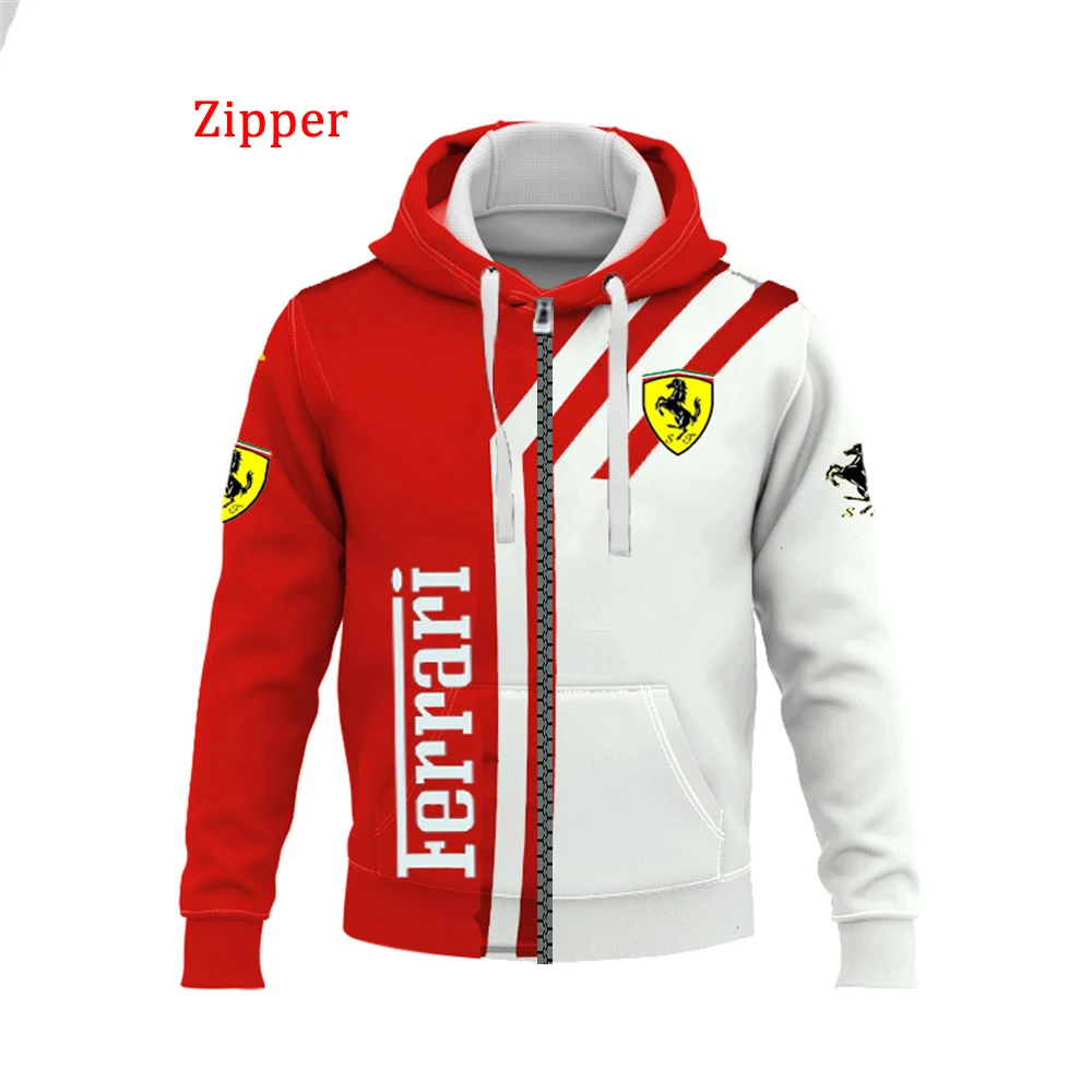 Толстовка Мужская/Женская на молнии Модный свитшот с 3D-принтом логотипа Ferrari