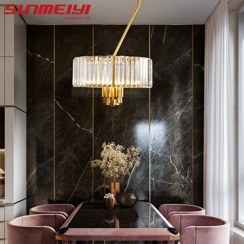 Современные медные люстры светильник винтажная Хрустальная Светодиодная лампа