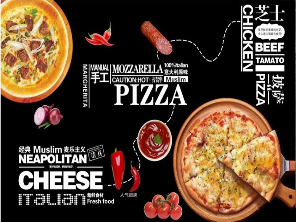 

Milofei manufacturers custom black hand-painted pizza shop western restaurant background wallpaper mural
