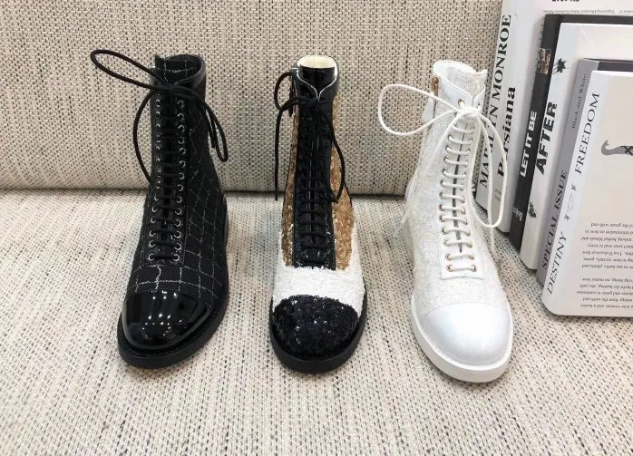 

2020Fashion autumn winter motorcycle boots thick sole leather short boots lace-up short boots