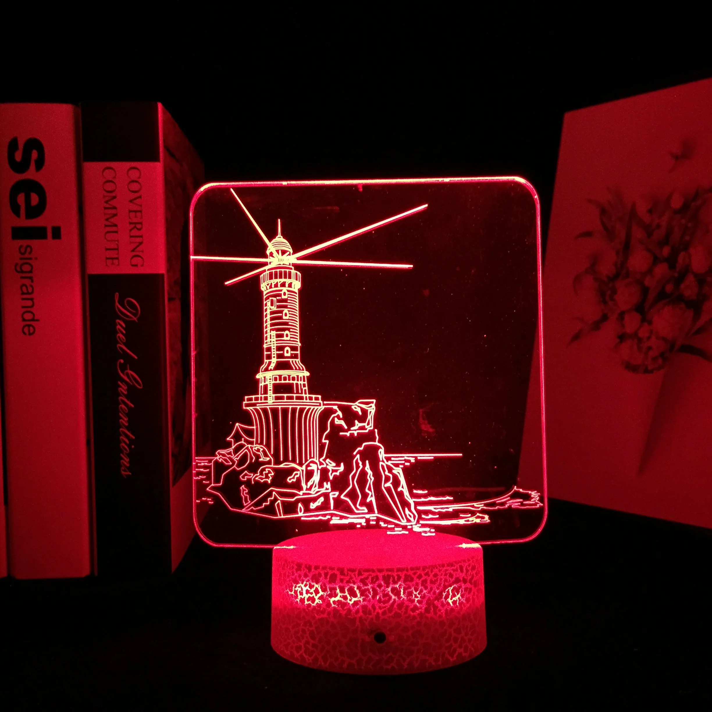 

Building LED Night Light Lighthouse Lamp for Child Birthday Gift Bedroom Decoration Night Light Building Acrylic Table Light