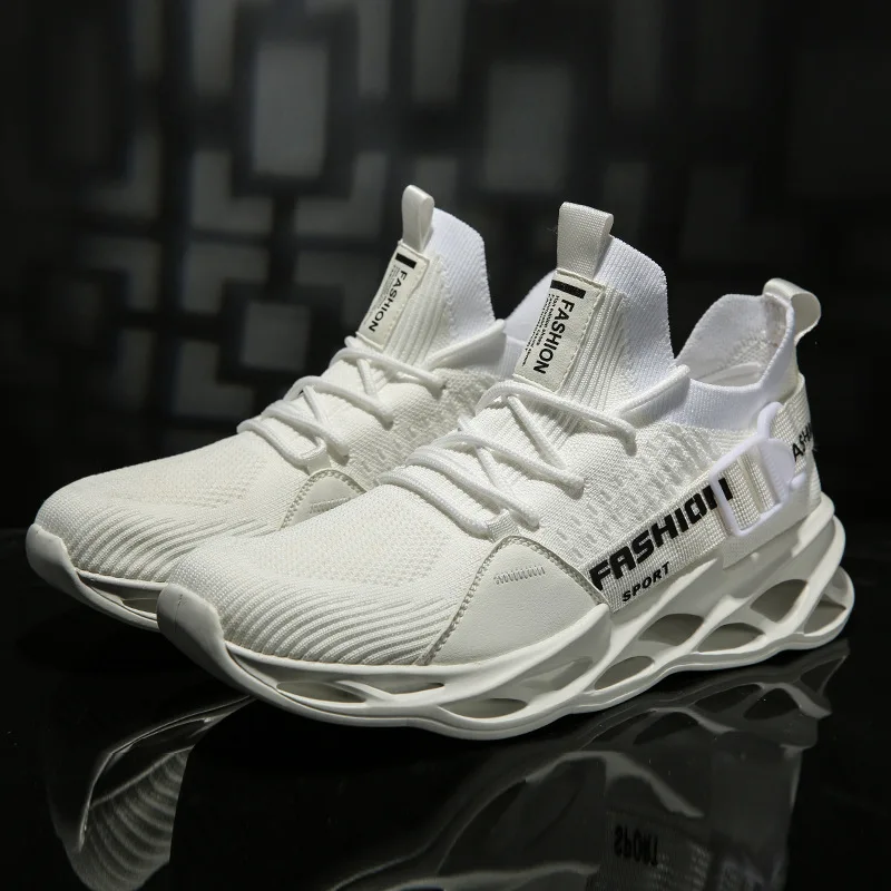 

2021 New Summer Sports Shoes Lovers Running Fashion Casual Flying Woven Breathable Lace Vulcanized Shoes Large Size 46