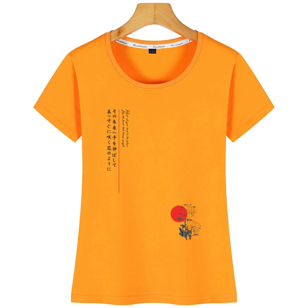 Топы Футболка Для женщин Мотивирующий вдохновляющий японский надписей