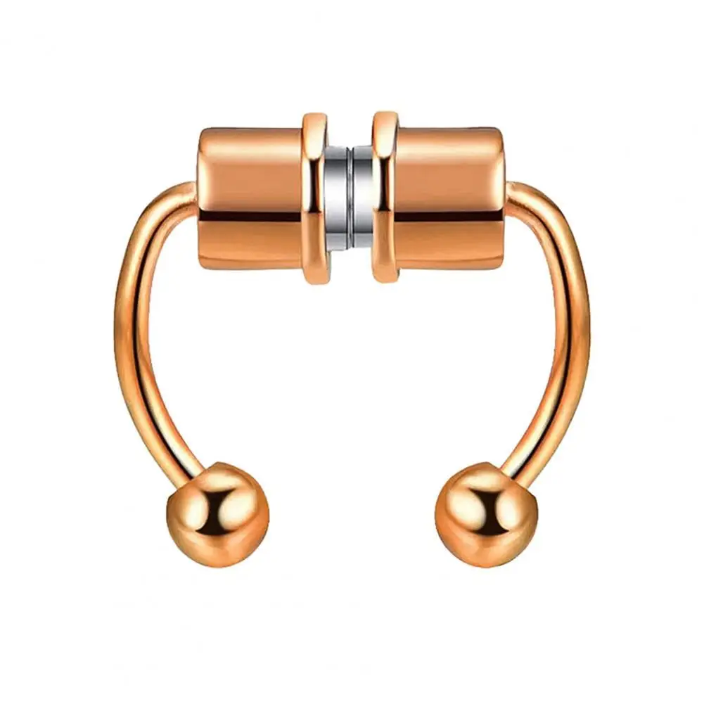 

Кольцо в стиле панк для мужчин и женщин, многоразовое Ювелирное Украшение для носа в форме подковы из сплава с имитацией пирсинга на магните...