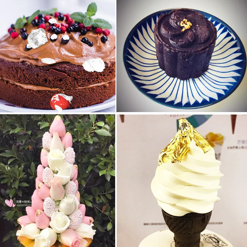 24K листочек из съедобного золота листы переводная настоящая Золотая фольга 8x8 см