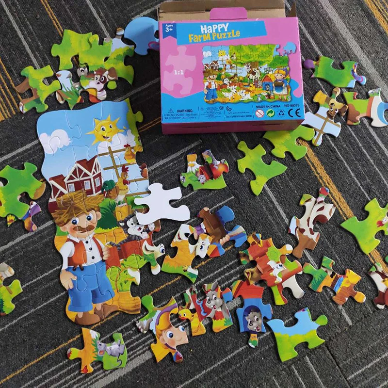 

45pcs Jigsaw Puzzle Wooden Paper Puzzles For Kids Educational Toys Decoration Stickers Idyllic Landscape Decoration Stickers