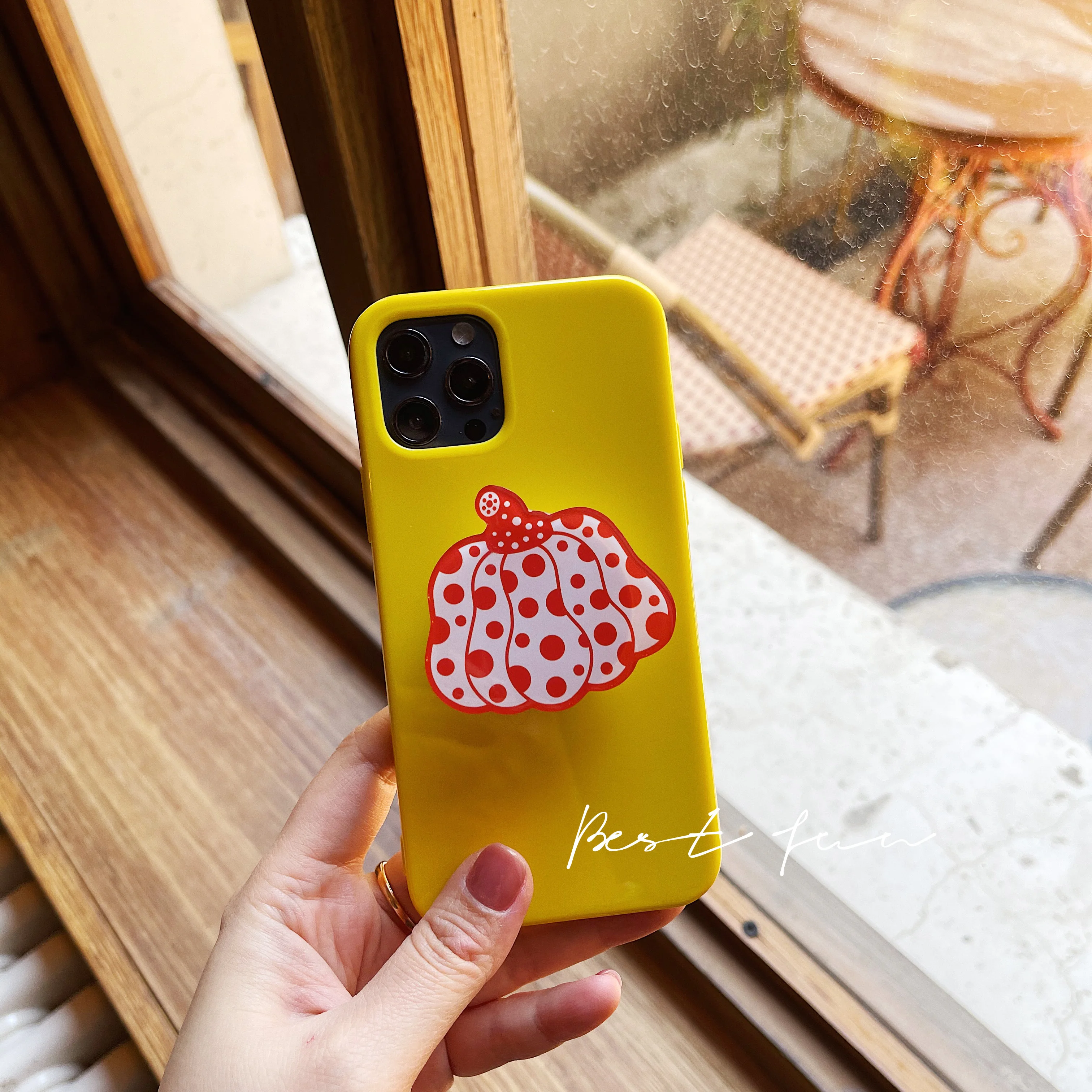Yayoi Kusama Pumpkin Phone Holder Dropping Glue Fold Finger Grip Ring Mobile Phone Stand for iphone Samsung Xiaomi Cute Bracket