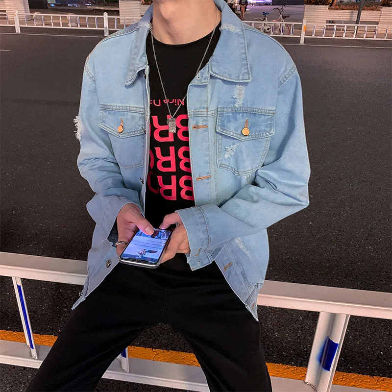 

2019 Autumn Fashion Casual Men's Loose Denim Jacket Jacket